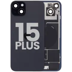 Back Glass w/ MagSafe Magnet & NFC & Flashlight Flex For iPhone 15 Plus (Used OEM Pull: Grade A) (Black)