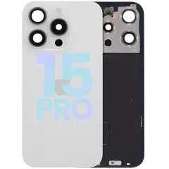 Back Glass w/ MagSafe Magnet & NFC & Flashlight Flex For iPhone 15 Pro (Service Pack) (White Titanium)