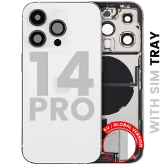 Back Housing W/ Charging Port Flex & Small Parts For iPhone 14 Pro (EU / Global Version) (Used OEM Pull: Grade B) (Silver)