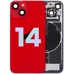 Back Glass w/ MagSafe Magnet & NFC & Flashlight Flex For iPhone 14 (Service Pack) (Red)