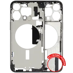 Mid-Frame Housing W/ Small Parts For iPhone 15 Pro Max (EU / Global Version) (Used OEM Pull: Grade C) (Black Titanium)