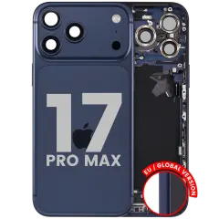 Back Housing W/ Charging Port Flex & Small Parts Compatible For iPhone 17 Pro Max (EU / Global Version) (Used OEM Pull: Grade A) (Deep Blue)