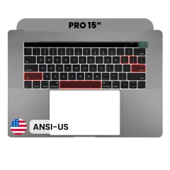 Top Case with Keyboard (ANSI US) For MacBook Pro 15" A1707 (2016-2017) (Used OEM Pull: Grade B/C) (Space Gray)