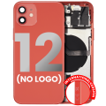 Back Housing W/ Small Components Pre-Installed Compatible For iPhone 12 (No Logo) (Aftermarket Plus) (International Version) (Red)