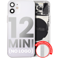 Back Housing W/ Small Components Pre-Installed Compatible For iPhone 12 Mini (No Logo) (Aftermarket Plus) (International Version) (White)
