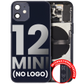 Back Housing W/ Small Components Pre-Installed Compatible For iPhone 12 Mini (No Logo) (Aftermarket Plus) (International Version) (Black)
