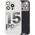 Back Glass With Steel Plate With Wireless NFC Charging MagSafe Magnet & Flashlight Flex Compatible For iPhone 15 Pro (Used OEM Pull: Grade A) (White Titanium)