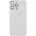 Back Glass With Steel Plate With Wireless NFC Charging MagSafe Magnet & Flashlight Flex Compatible For iPhone 15 Pro Max (Used OEM Pull: Grade A) (White Titanium)