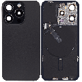 Back Glass With Steel Plate With Wireless NFC Charging MagSafe Magnet & Flashlight Flex Compatible For iPhone 15 Pro (Used OEM Pull: Grade A) (Black Titanium)