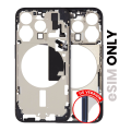 Mid-Frame Housing With Power And Volume Button Compatible For iPhone 15 Pro (US Version) (Used OEM Pull: Grade B) (Blue Titanium)