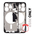 Mid-Frame Housing With Power And Volume Button Compatible For iPhone 15 Pro (US Version) (Used OEM Pull: Grade B) (Black Titanium)