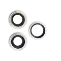 Back Camera Lens With Bracket & Bezel Compatible For iPhone 12 Pro (3 Piece Set) (Real Sapphire / Premium)(Silver)