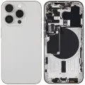 Back Housing W/ Small Pre-Installed Compatible For iPhone 15 Pro (US Version) (Used OEM Pull: Grade B) (White Titanium)