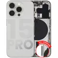 Back Housing W/ Small Pre-Installed Compatible For iPhone 15 Pro (US Version) (Used OEM Pull: Grade B) (White Titanium)