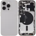 Back Housing W/ Small Pre-Installed Compatible For iPhone 15 Pro (US Version) (Used OEM Pull: Grade A) (Natural Titanium)