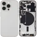 Back Housing W/ Small Pre-Installed Compatible For iPhone 15 Pro (US Version) (Used OEM Pull: Grade A) (White Titanium)