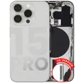 Back Housing W/ Small Pre-Installed Compatible For iPhone 15 Pro (US Version) (Used OEM Pull: Grade A) (White Titanium)