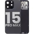 Back Glass With Steel Plate With Wireless NFC Charging MagSafe Magnet & Flashlight Flex Compatible For iPhone 15 Pro Max (Used OEM Pull: Grade A) (Black Titanium)
