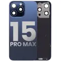 Back Glass With Steel Plate With Wireless NFC Charging MagSafe Magnet & Flashlight Flex Compatible For iPhone 15 Pro Max (Used OEM Pull: Grade A) (Blue Titanium)