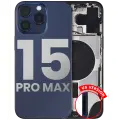 Back Housing W/ Small Pre-Installed Compatible For iPhone 15 Pro Max (US Version) (Used OEM Pull: Grade B) (Blue Titanium)