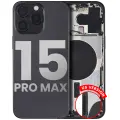 Back Housing W/ Small Pre-Installed Compatible For iPhone 15 Pro Max (US Version) (Used OEM Pull: Grade B) (Black Titanium)