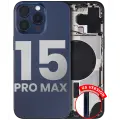 Back Housing W/ Small Pre-Installed Compatible For iPhone 15 Pro Max (US Version) (Used OEM Pull: Grade A) (Blue Titanium)