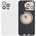 Back Glass With Steel Plate With MagSafe Magnet Pre-Installed Compatible For iPhone 15 Pro Max (No Logo) (White Titanium)
