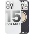Back Glass With Steel Plate With MagSafe Magnet Pre-Installed Compatible For iPhone 15 Pro Max (No Logo) (White Titanium)
