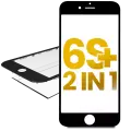 2 in 1 (Front Glass + Frame Pre-Installed) Compatible For iPhone 6S Plus (2 Pack) (Black)
