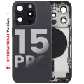 Back Housing W/ Small Pre-Installed Compatible For iPhone 15 Pro (International Version) (Used OEM Pull: Grade A) (Black Titanium)