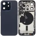 Back Housing W/ Small Pre-Installed Compatible For iPhone 15 Pro (International Version) (Used OEM Pull: Grade A) (Blue Titanium)
