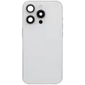 Back Housing W/ Small Pre-Installed Compatible For iPhone 15 Pro (International Version) (Used OEM Pull: Grade A) (White Titanium)