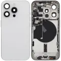 Back Housing W/ Small Pre-Installed Compatible For iPhone 15 Pro (International Version) (Used OEM Pull: Grade A) (White Titanium)