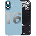 Back Glass With Steel Plate With Wireless NFC Charging MagSafe Magnet & Flashlight Flex Compatible For iPhone 16 (Used OEM Pull: Grade B) (Teal)