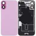 Back Glass With Steel Plate With Wireless NFC Charging MagSafe Magnet & Flashlight Flex Compatible For iPhone 16 Plus (Used OEM Pull: Grade B) (Pink)
