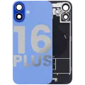 Back Glass With Steel Plate With Wireless NFC Charging MagSafe Magnet & Flashlight Flex Compatible For iPhone 16 Plus (Used OEM Pull: Grade B) (Ultramarine)