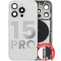 Back Housing W/ Small Pre-Installed Compatible For iPhone 15 Pro (International Version) (Used OEM Pull: Grade A) (White Titanium)
