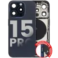 Back Housing W/ Small Pre-Installed Compatible For iPhone 15 Pro (International Version) (Used OEM Pull: Grade A) (Blue Titanium)