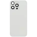 Back Glass With Steel Plate With Wireless NFC Charging MagSafe Magnet & Flashlight Flex Compatible For iPhone 16 Pro Max (No Logo) (White Titanium)
