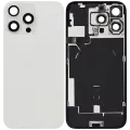 Back Glass With Steel Plate With Wireless NFC Charging MagSafe Magnet & Flashlight Flex Compatible For iPhone 16 Pro Max (No Logo) (White Titanium)