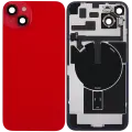 Back Glass With Steel Plate With Wireless NFC Charging MagSafe Magnet & Flashlight Flex Compatible For iPhone 14 Plus (Used OEM Pull: Grade B) (Red)