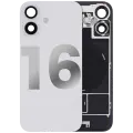 Back Glass With Steel Plate With Wireless NFC Charging MagSafe Magnet & Flashlight Flex Compatible For iPhone 16 (Used OEM Pull: Grade A) (White)