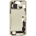 Mid-Frame Housing  W/ Charging Port Flex & Small Parts  For iPhone 15 Plus (EU / Global Version) (Used OEM Pull: Grade A) (Yellow)