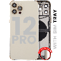 Back Housing W/ Charging Port Flex & Small Parts  For iPhone 12 Pro (EU / Global Version) (Used OEM Pull: Grade B) (Gold)