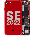 Back Housing W/ Charging Port Flex and Small Components Pre-Installed For iPhone SE (2022) (Used OEM Pull: Grade C) (Red)