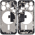 Mid-Frame Housing  W/ Charging Port Flex & Small Parts  For iPhone 15 Pro (US Version) (Used OEM Pull: Grade C) (Black Titanium)