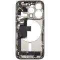 Mid-Frame Housing  W/ Charging Port Flex & Small Parts  For iPhone 15 Pro (US Version) (Used OEM Pull: Grade B) (Natural Titanium)