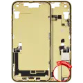 Mid-Frame Housing  W/ Charging Port Flex & Small Parts  For iPhone 14 Plus (US Version) (Used OEM Pull: Grade A) (Yellow)