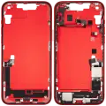 Mid-Frame Housing  W/ Charging Port Flex & Small Parts  For iPhone 14 Plus (US Version) (Used OEM Pull: Grade C) (Red)