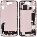 Mid-Frame Housing  W/ Charging Port Flex & Small Parts  For iPhone 15 (US Version) (Used OEM Pull: Grade A) (Pink)